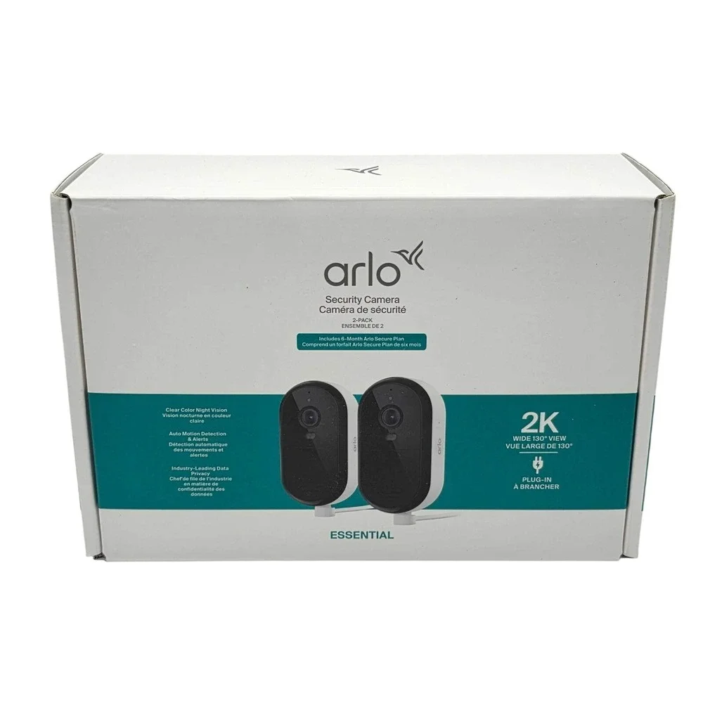 Arlo Essential 2K Indoor / Outdoor Security Cameras 2025 Wired 2-Pack White NIB
